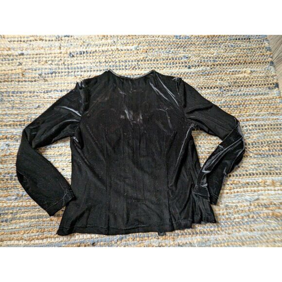 Vtg 90s Whimsigoth Black Velour Maxi Dress Set 12 Tie Front Topper Embroidery Ve - Picture 9 of 11